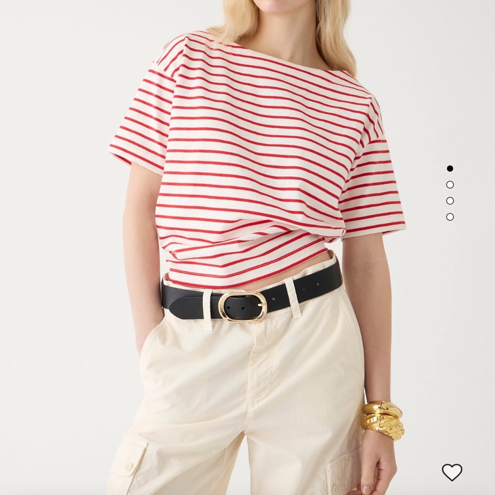 J. Crew Red & White Striped Short Sleeve Tee